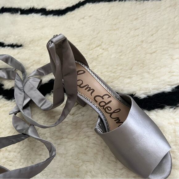Sam Edelman Odele Silvery Grey Satin Heels - Picture 9 of 9